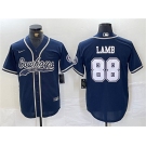 Men's Dallas Cowboys #88 CeeDee Lamb Navy Cool Base Baseball Stitched Jersey