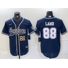 Men's Dallas Cowboys #88 CeeDee Lamb Navy Cool Base Stitched Baseball Jerseys