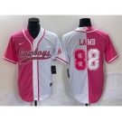 Men's Dallas Cowboys #88 CeeDee Lamb Pink White Two Tone With Patch Cool Base Stitched Baseball Jersey