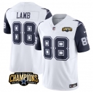 Men's Dallas Cowboys #88 CeeDee Lamb White Navy 2023 F.U.S.E. NFC East Champions Patch Football Stitched Jersey