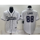 Men's Dallas Cowboys #88 CeeDee Lamb White Stitched Cool Base Nike Baseball Jersey