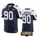 Men's Dallas Cowboys #90 DeMarcus Lawrence Navy White 2023 F.U.S.E. NFC East Champions Patch Football Stitched Jersey