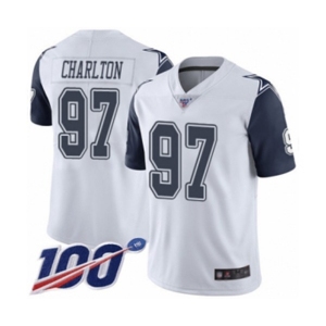 Men's Dallas Cowboys #97 Taco Charlton Limited White Rush Vapor Untouchable 100th Season Football Jersey