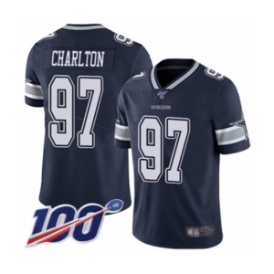 Men's Dallas Cowboys #97 Taco Charlton Navy Blue Team Color Vapor Untouchable Limited Player 100th Season Football Jersey