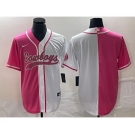 Men's Dallas Cowboys Blank Pink White Split Cool Base Stitched Baseball Jersey