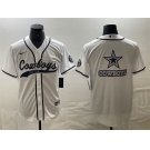 Men's Dallas Cowboys White Team Big Logo With Patch Cool Base Stitched Baseball Jersey