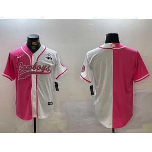 Men's Dallas Cowboys big logo Red White With Patch Cool Base Stitched Baseball Jersey