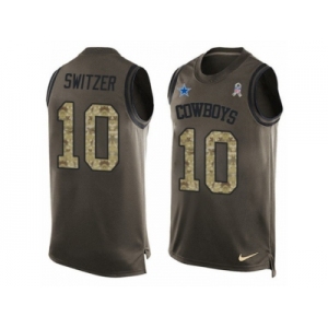 Men's Nike Dallas Cowboys #10 Ryan Switzer Limited Green Salute to Service Tank Top NFL Jersey