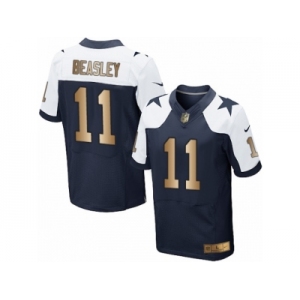 Men's Nike Dallas Cowboys #11 Cole Beasley  Navy Gold Throwback Alternate NFL Jersey