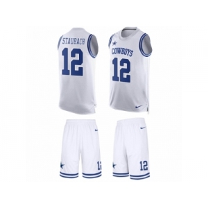 Men's Nike Dallas Cowboys #12 Roger Staubach Limited White Tank Top Suit NFL Jersey