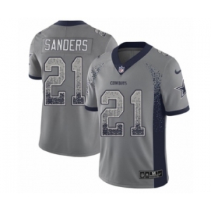 Men's Nike Dallas Cowboys #21 Deion Sanders Limited Gray Rush Drift Fashion NFL Jersey