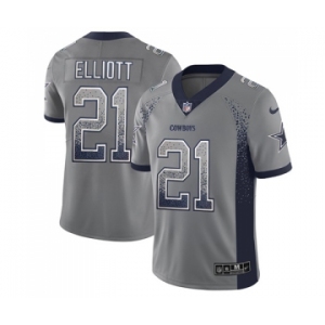 Men's Nike Dallas Cowboys #21 Ezekiel Elliott Limited Grey Rush Drift Fashion NFL Jersey