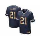 Men's Nike Dallas Cowboys #21 Ezekiel Elliott Limited  Navy Gold Team Color NFL Jersey