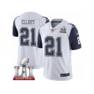 Men's Nike Dallas Cowboys #21 Ezekiel Elliott Limited White Rush Super Bowl LI NFL Jersey