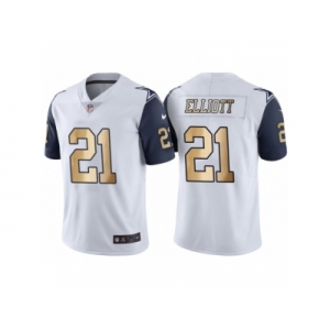 Men's Nike Dallas Cowboys #21 Ezekiel Elliott White Gold Limited Special Color Rush Jersey