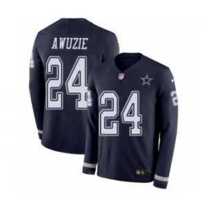 Men's Nike Dallas Cowboys #24 Chidobe Awuzie Limited Navy Blue Therma Long Sleeve NFL Jersey