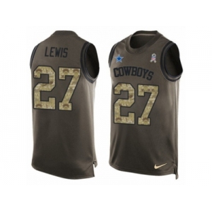 Men's Nike Dallas Cowboys #27 Jourdan Lewis Limited Green Salute to Service Tank Top NFL Jersey