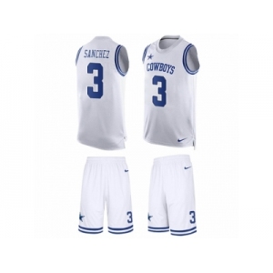 Men's Nike Dallas Cowboys #3 Mark Sanchez Limited White Tank Top Suit NFL Jersey