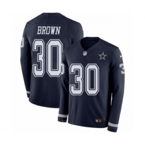 Men's Nike Dallas Cowboys #30 Anthony Brown Limited Navy Blue Therma Long Sleeve NFL Jersey