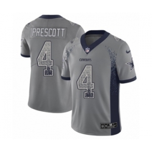 Men's Nike Dallas Cowboys #4 Dak Prescott Limited Gray Rush Drift Fashion NFL Jersey