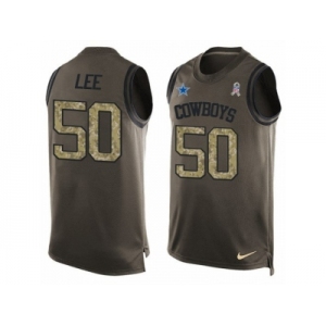 Men's Nike Dallas Cowboys #50 Sean Lee Limited Green Salute to Service Tank Top NFL Jersey