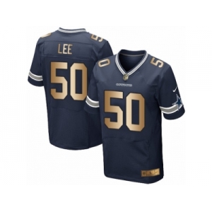 Men's Nike Dallas Cowboys #50 Sean Lee Limited  Navy Gold Team Color NFL Jersey