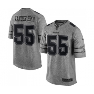 Men's Nike Dallas Cowboys #55 Leighton Vander Esch Limited Gray Gridiron NFL Jersey