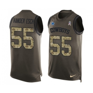 Men's Nike Dallas Cowboys #55 Leighton Vander Esch Limited Green Salute to Service Tank Top NFL Jersey