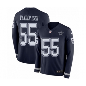 Men's Nike Dallas Cowboys #55 Leighton Vander Esch Limited Navy Blue Therma Long Sleeve NFL Jersey