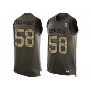 Men's Nike Dallas Cowboys #58 Jack Crawford Limited Green Salute to Service Tank Top NFL Jersey
