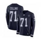 Men's Nike Dallas Cowboys #71 La'el Collins Limited Navy Blue Therma Long Sleeve NFL Jersey