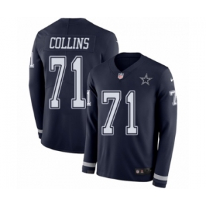 Men's Nike Dallas Cowboys #71 La'el Collins Limited Navy Blue Therma Long Sleeve NFL Jersey