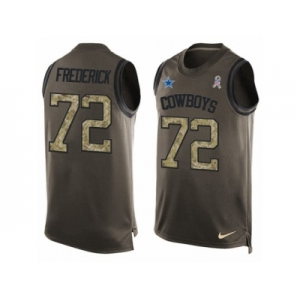 Men's Nike Dallas Cowboys #72 Travis Frederick Limited Green Salute to Service Tank Top NFL Jersey