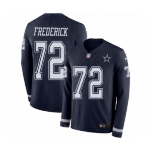 Men's Nike Dallas Cowboys #72 Travis Frederick Limited Navy Blue Therma Long Sleeve NFL Jersey