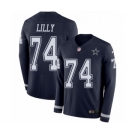 Men's Nike Dallas Cowboys #74 Bob Lilly Limited Navy Blue Therma Long Sleeve NFL Jersey