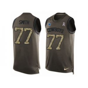 Men's Nike Dallas Cowboys #77 Tyron Smith Limited Green Salute to Service Tank Top NFL Jersey