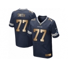 Men's Nike Dallas Cowboys #77 Tyron Smith Limited  Navy Gold Team Color NFL Jersey