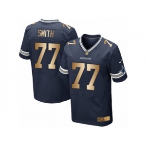 Men's Nike Dallas Cowboys #77 Tyron Smith Limited  Navy Gold Team Color NFL Jersey