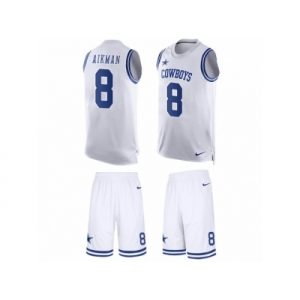 Men's Nike Dallas Cowboys #8 Troy Aikman Limited White Tank Top Suit NFL Jersey