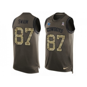 Men's Nike Dallas Cowboys #87 Geoff Swaim Limited Green Salute to Service Tank Top NFL Jersey