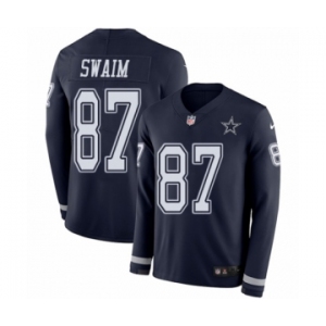 Men's Nike Dallas Cowboys #87 Geoff Swaim Limited Navy Blue Therma Long Sleeve NFL Jersey