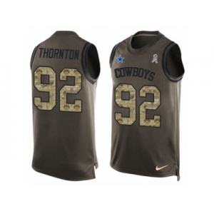 Men's Nike Dallas Cowboys #92 Cedric Thornton Limited Green Salute to Service Tank Top NFL Jersey