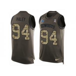 Men's Nike Dallas Cowboys #94 Charles Haley Limited Green Salute to Service Tank Top NFL Jersey