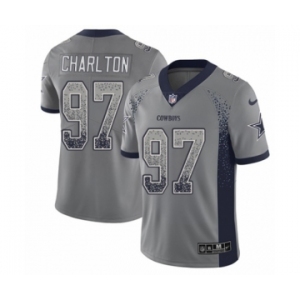 Men's Nike Dallas Cowboys #97 Taco Charlton Limited Gray Rush Drift Fashion NFL Jersey