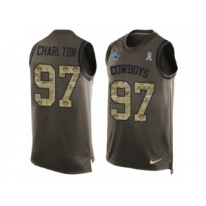 Men's Nike Dallas Cowboys #97 Taco Charlton Limited Green Salute to Service Tank Top NFL Jersey