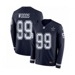 Men's Nike Dallas Cowboys #99 Antwaun Woods Limited Navy Blue Therma Long Sleeve NFL Jersey