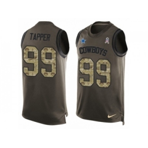 Men's Nike Dallas Cowboys #99 Charles Tapper Limited Green Salute to Service Tank Top NFL Jersey