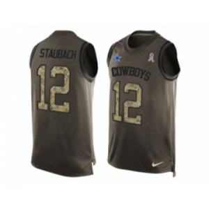 Nike Dallas Cowboys #12 Roger Staubach Green Men's Stitched NFL Limited Salute To Service Tank Top Jersey