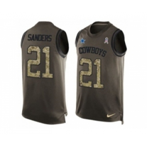 Nike Dallas Cowboys #21 Deion Sanders Green Men's Stitched NFL Limited Salute To Service Tank Top Jersey