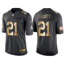 Nike Dallas Cowboys #21 Ezekiel Elliott Gold Men's NFL Limited Salute to Service 2016 Christmas Jersey